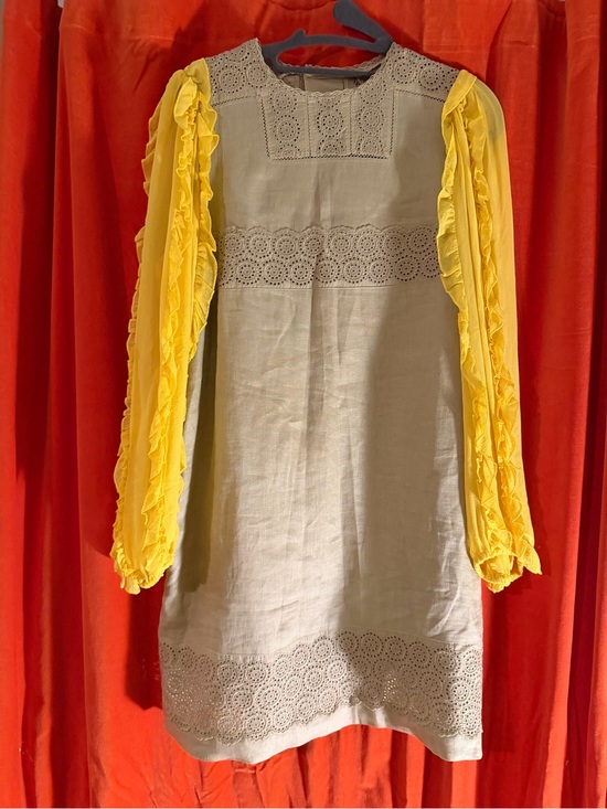 See By Chloe Dresses & Skirts - See by Chloe Borge linen Tunic with Eyelet Trim and Yellow silk Ruffle Sleeves